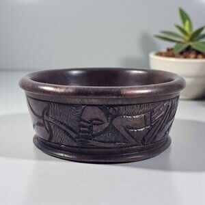 Vintage Hand Carved Wooden Small Gaucalmole Snack Bowl Tribal African Folk Art